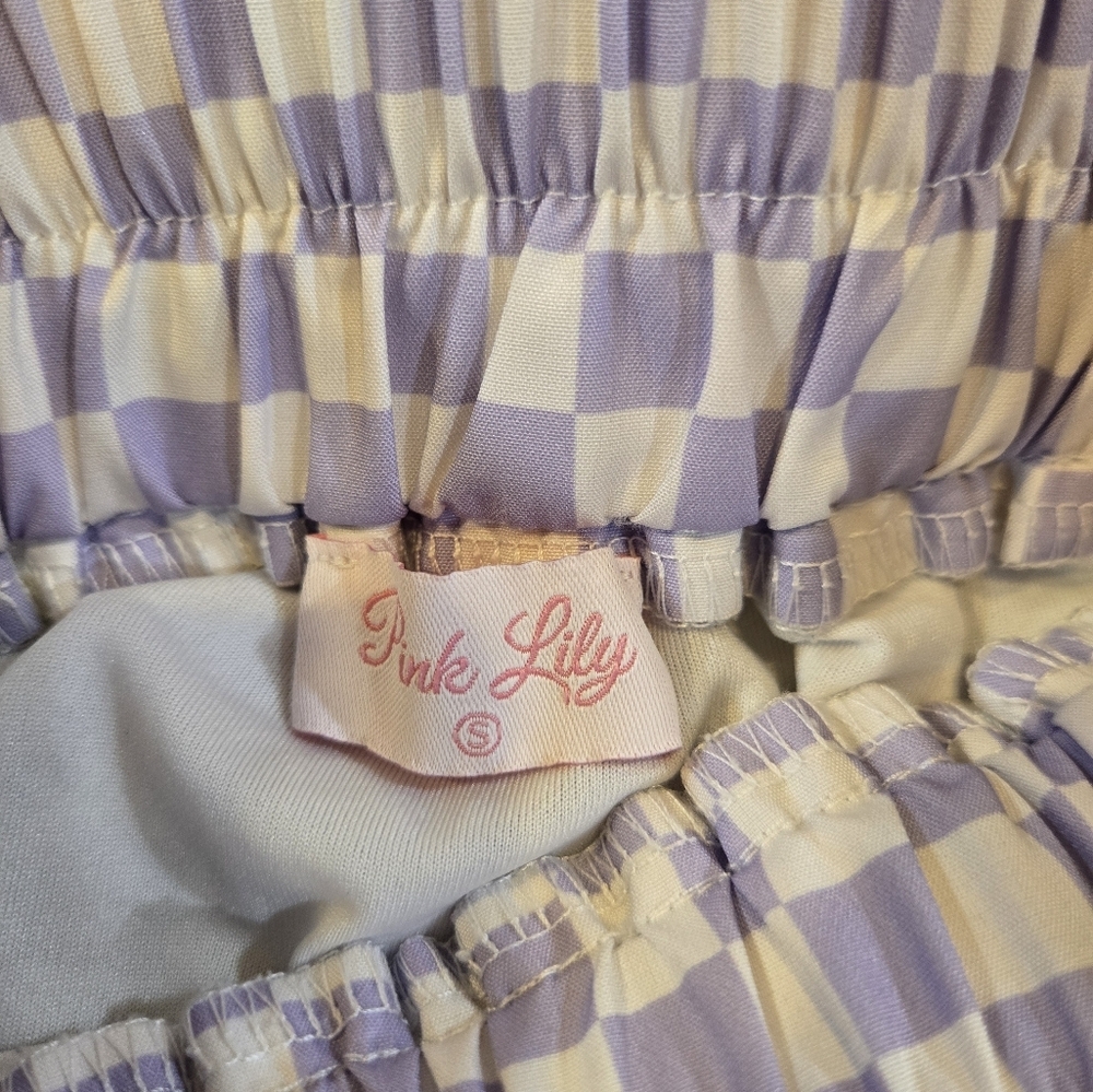 Pink Lily Lavender Checkered Athletic Shorts - Picture 2 of 3